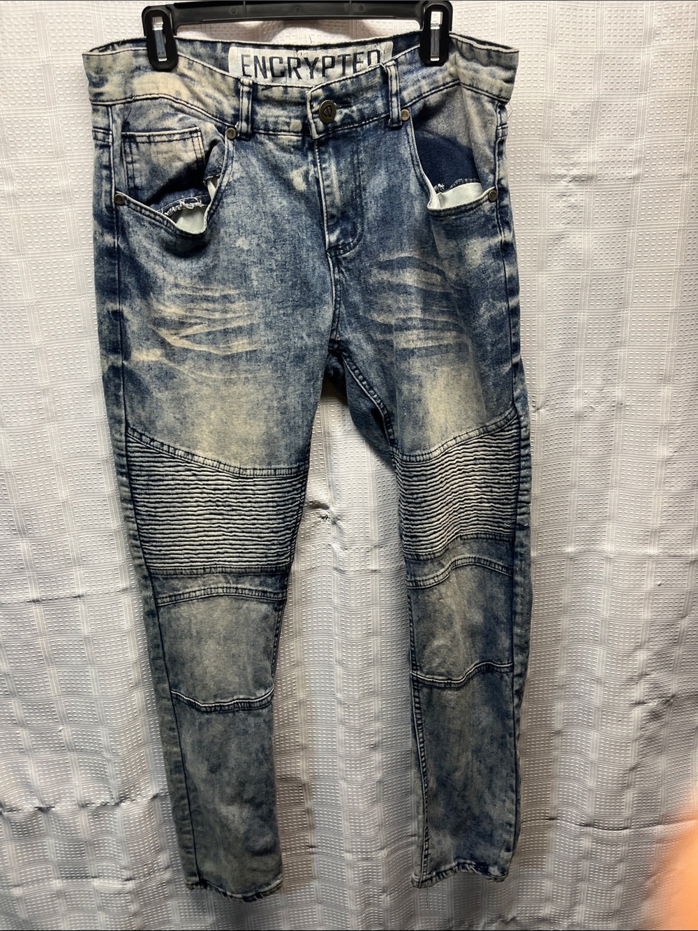 Men's Skinny Biker Jeans - Washed Blue